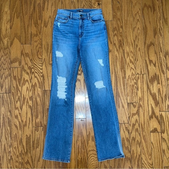 Fashion Nova Long Distressed Side Slit Flare Leg Jeans Size 11 - Picture 13 of 13